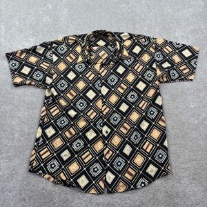 Manzini Moda Collection Italy Men's M Geometric Diamond Print Short Sleeve Shirt